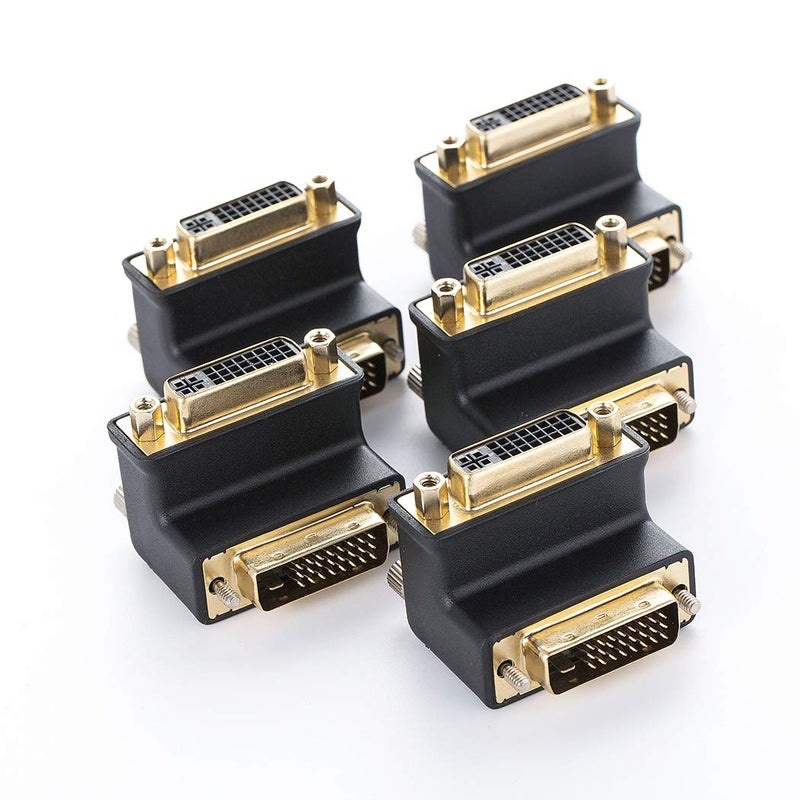 Arnorin DVI-I Female to DVI-D Male Right Angle Adapter 5 Pack - Image 1